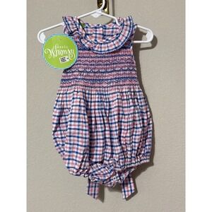 Classic Whimsy Smocked Bubble Romper Baby‎ Girl 18M Pink Blue Gingham